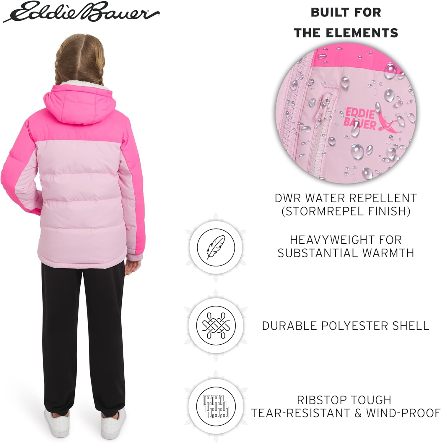 Eddie Bauer Girls' Classic Heavyweight Faux Fur Lined Hooded Insulated Down Jacket - Image 4