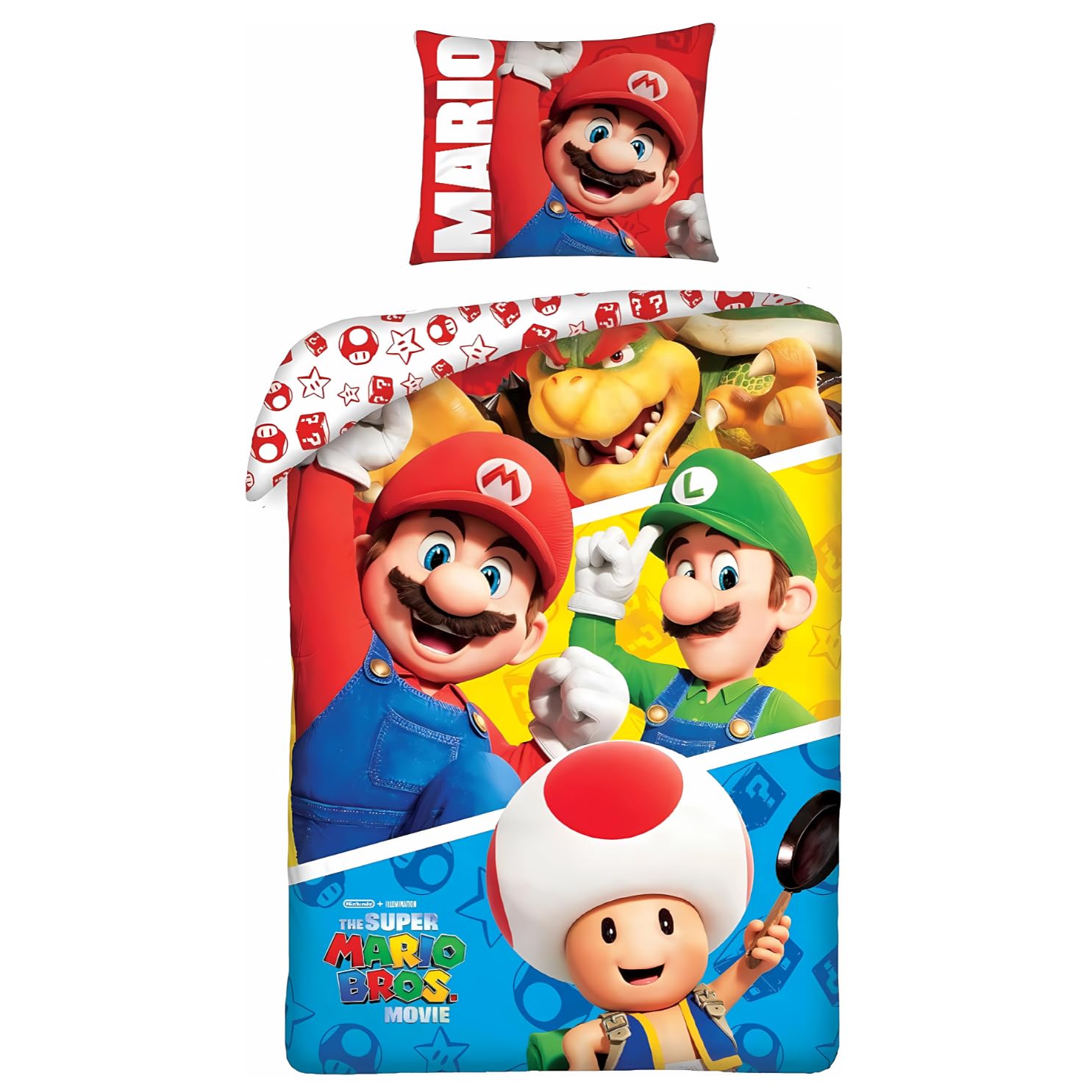 Parure de lit Mario Bros 140x200 cm, l'idée cadeau d'anniversaire idéale pour fans