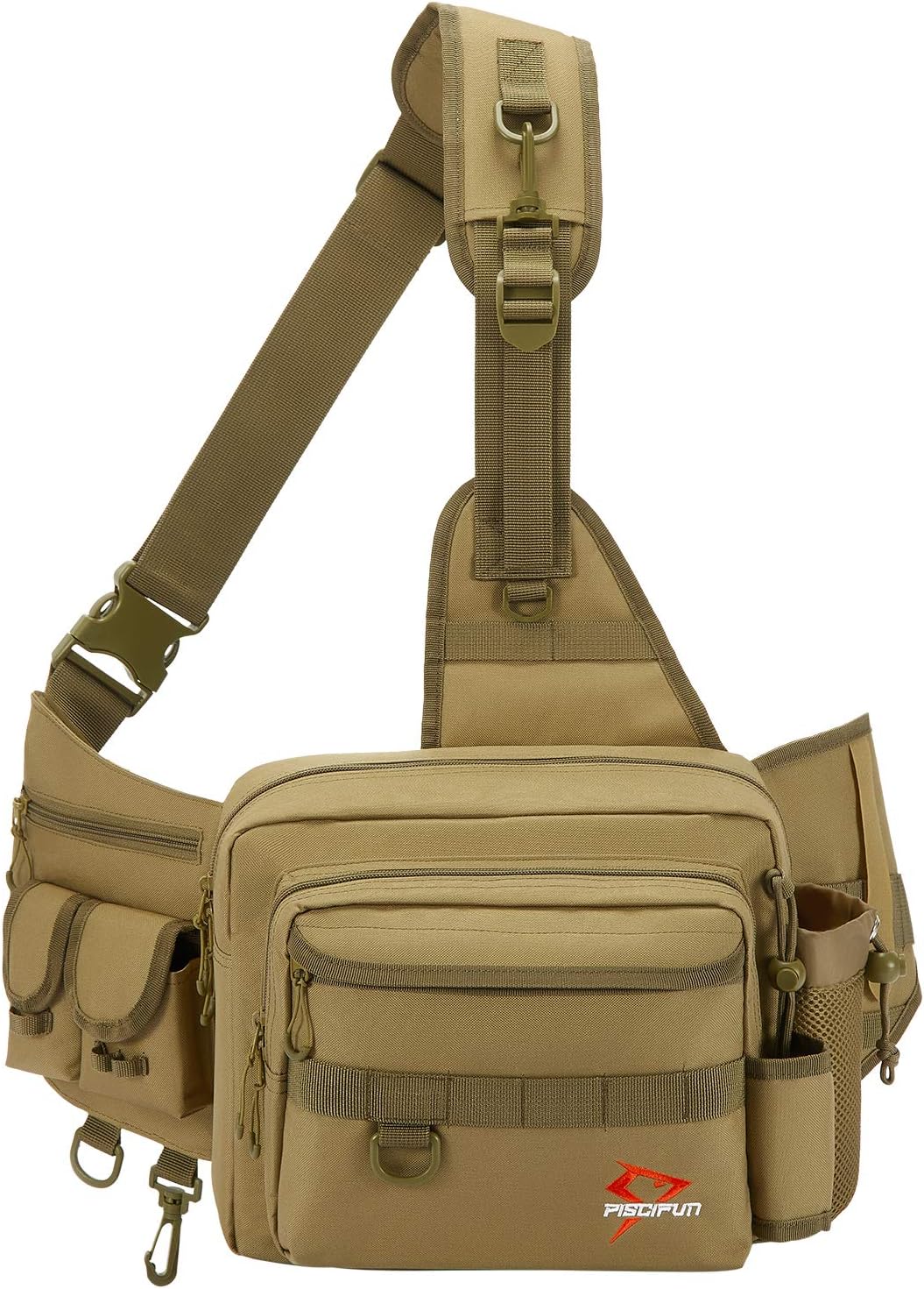 Piscifun Sling Fishing Tackle Bag, Outdoor Fishing Storage Pack, Water-Resistant Fishing Bag Cross Body Sling Bag Khaki : Sports & Outdoors