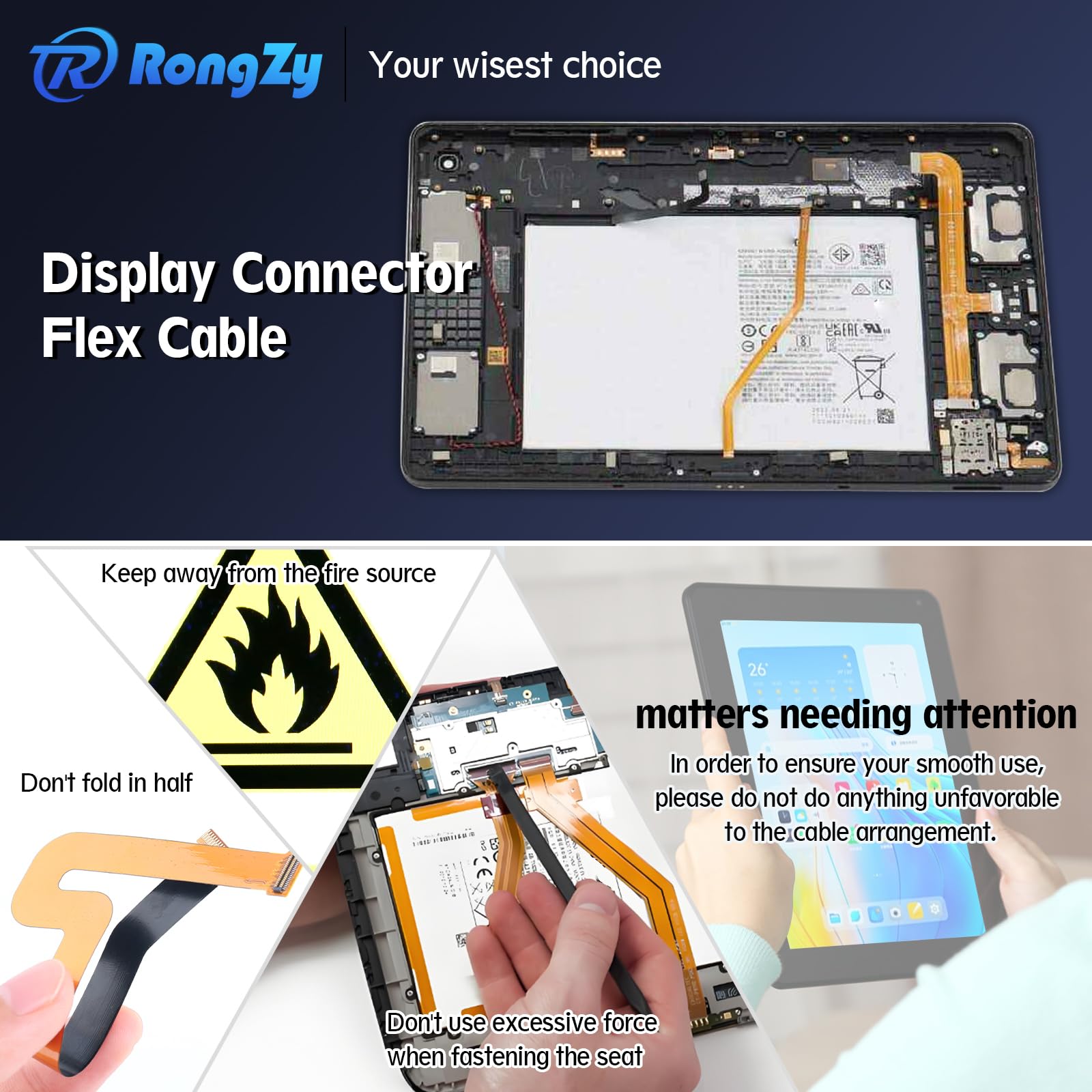 RongZy Cable Flex de Pantalla LCD para Samsung Galaxy Tab A8 10.5 2021 X200 X205 Conector Retro Toque Display para Conectar a la Placa Base