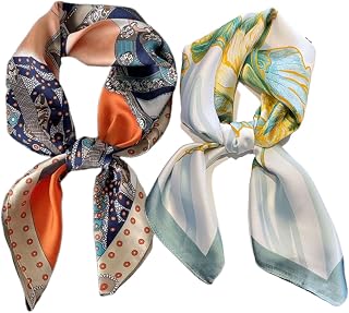 Silk Feeling Bandana Scarf for Women Head Hair Neck Satin Scarves Wraps 27.5" Handbag Accessories Western Scarves