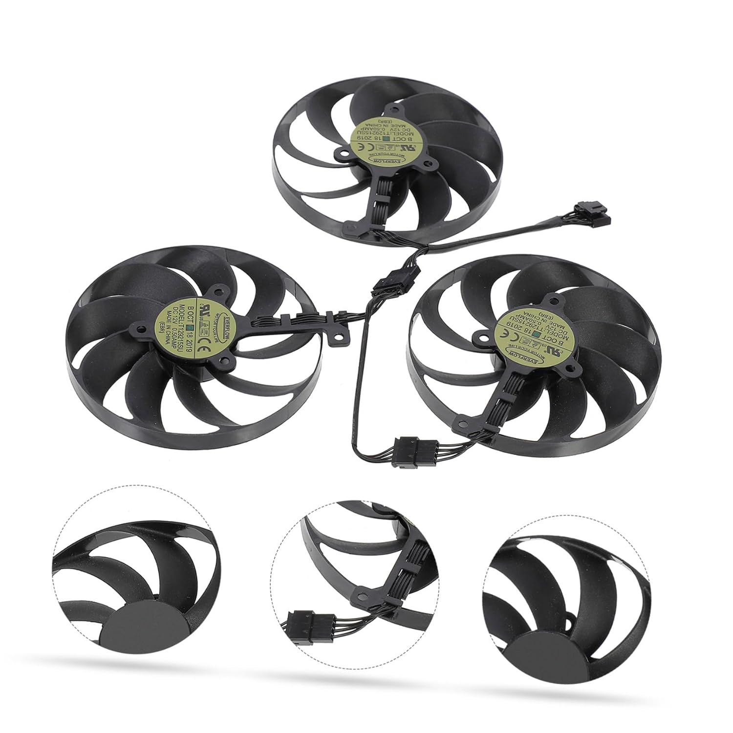 Gatuida GPU Cooler Replacement Cfud Electric Cooling Fans Compatible with Asus Ti Tuf OC Graphics Card Cooling Device for Stable Performance and Overheat Prevention