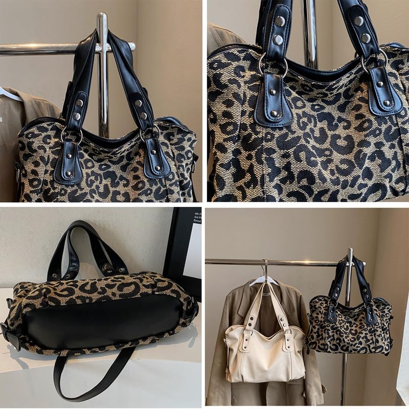 Hobo Bolso de Hombro con Bandolera para Mujer Bolso de Mano en Cuero PU Bolsos Totes Bolsos Bandolera Bolso de señora para Damas Bolso de Bandolera Mamá Leopardo