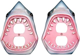 Open Mouth Shark Wall Plates, Duplex Outlet Covers, Nautical Decor, Set of 2, 6.5 Inches