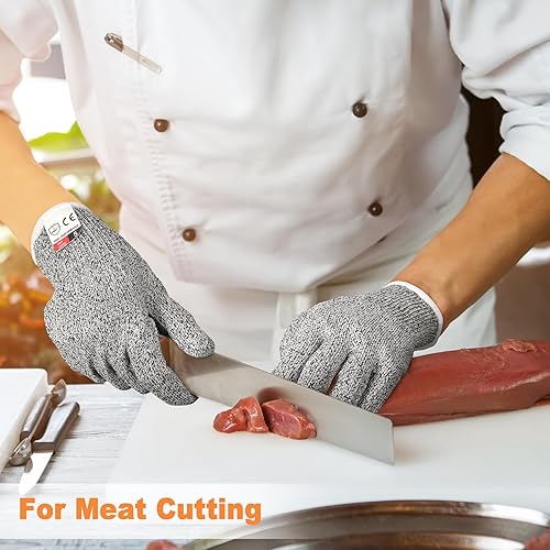 Miniatura 4 de Xuhal 20 pares de guantes resistentes a los cortes, protección de nivel 5, guantes de cocina de seguridad, guantes anticortes para cocina