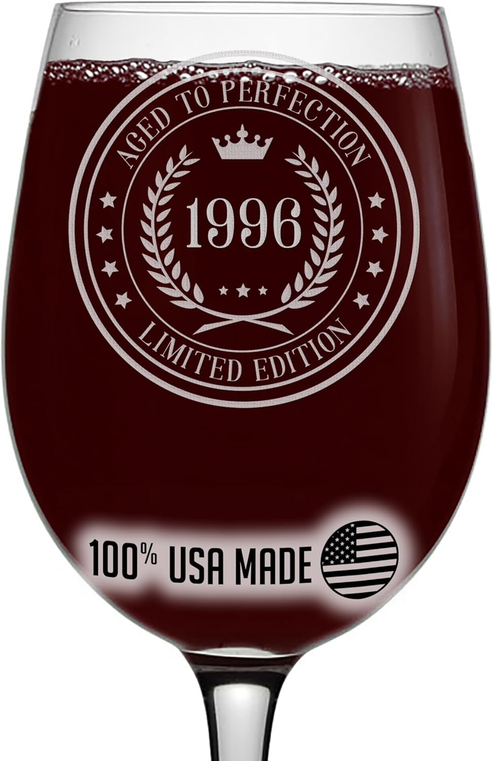 Personalized Vintage 30th Etched 16oz Stemmed Wine Glass – Custom 1996 Happy 30th Birthday Gifts for Women Men, Cheers Turning 30 Year Old, 30 Bday Party Favor, Best Gift Idea Her Sister Wine Lover