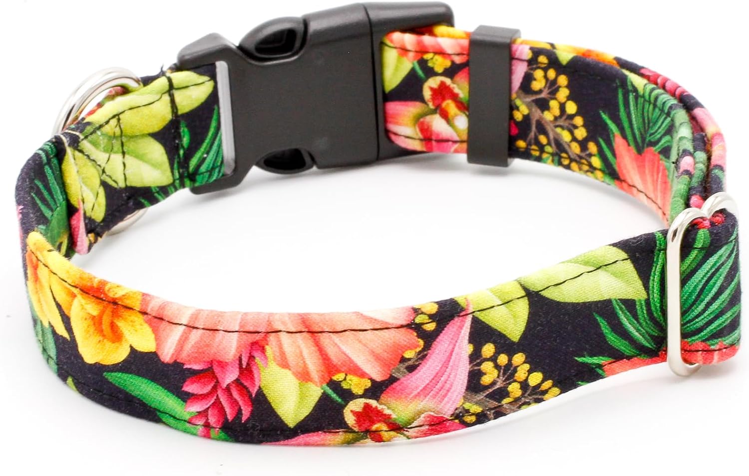 Tropical Flowers Dog Collar- 1"- 2" Widths - XS-XXL - Martingale & Buckle - Caninus Collars