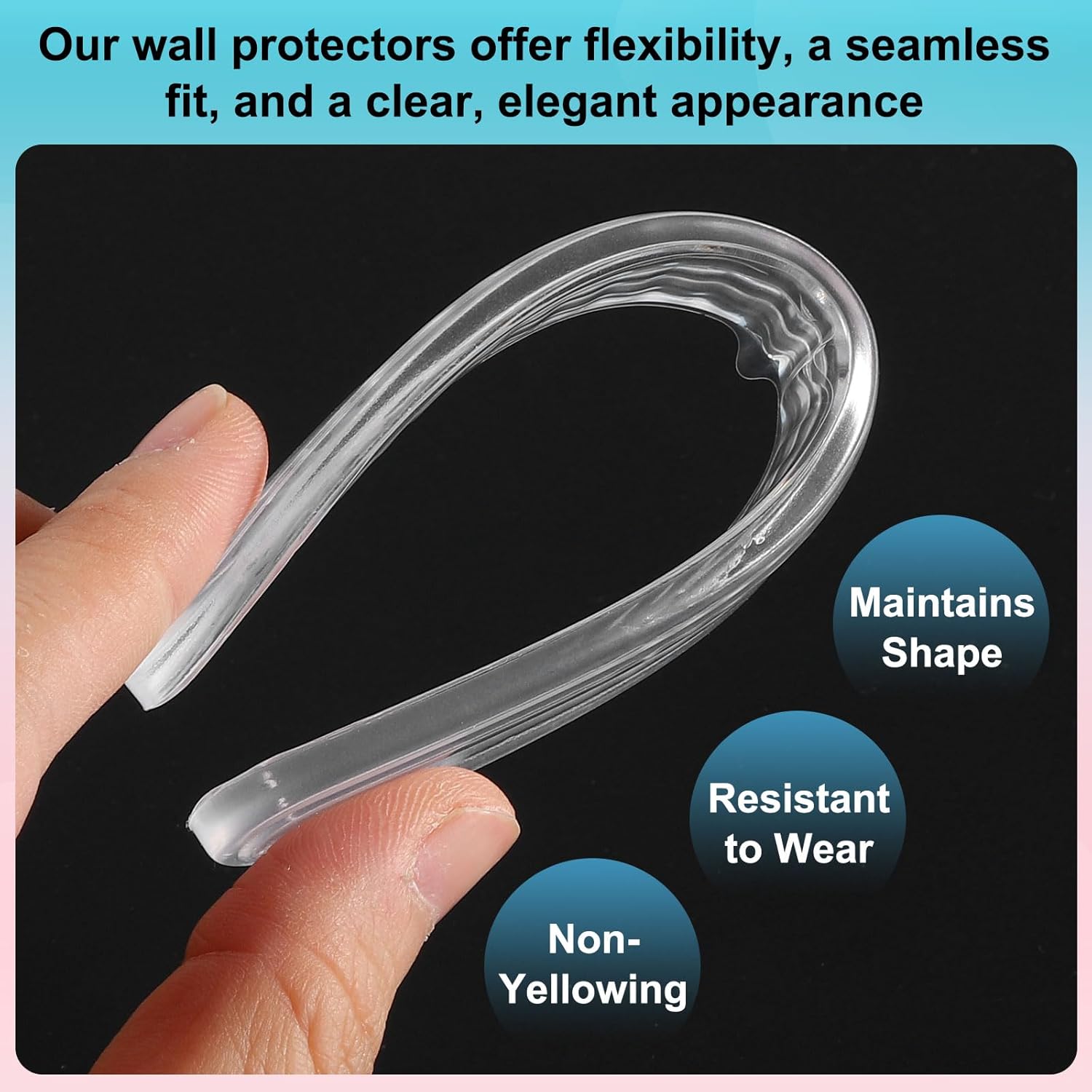 10 Pcs Furniture Wall Protectors, Clear Furniture Buffer Silicone Rubber Buffer Wall Protector Cabinet Door Buffer Self Adhesive Wall Protection Buffer 6cm x 14mm x 5mm