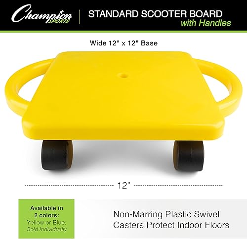 Miniatura 3 de Champion Sports - Patinete deportivo con asas, juego de 6, base ancha de 12 x 12 pulgadas, multicolor, divertidos patinetes deportivos con ruedas de