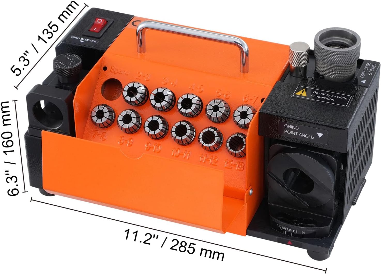Happybuy Drill Bits Sharpener - MR-13A Portable End Mill Grinder. Adjustable 3-13mm Drill Bits, 95° to 135° Point Angle. Comes with 11 Collets and CBN Wheel for HSS. Sharpen Bits Easily!
