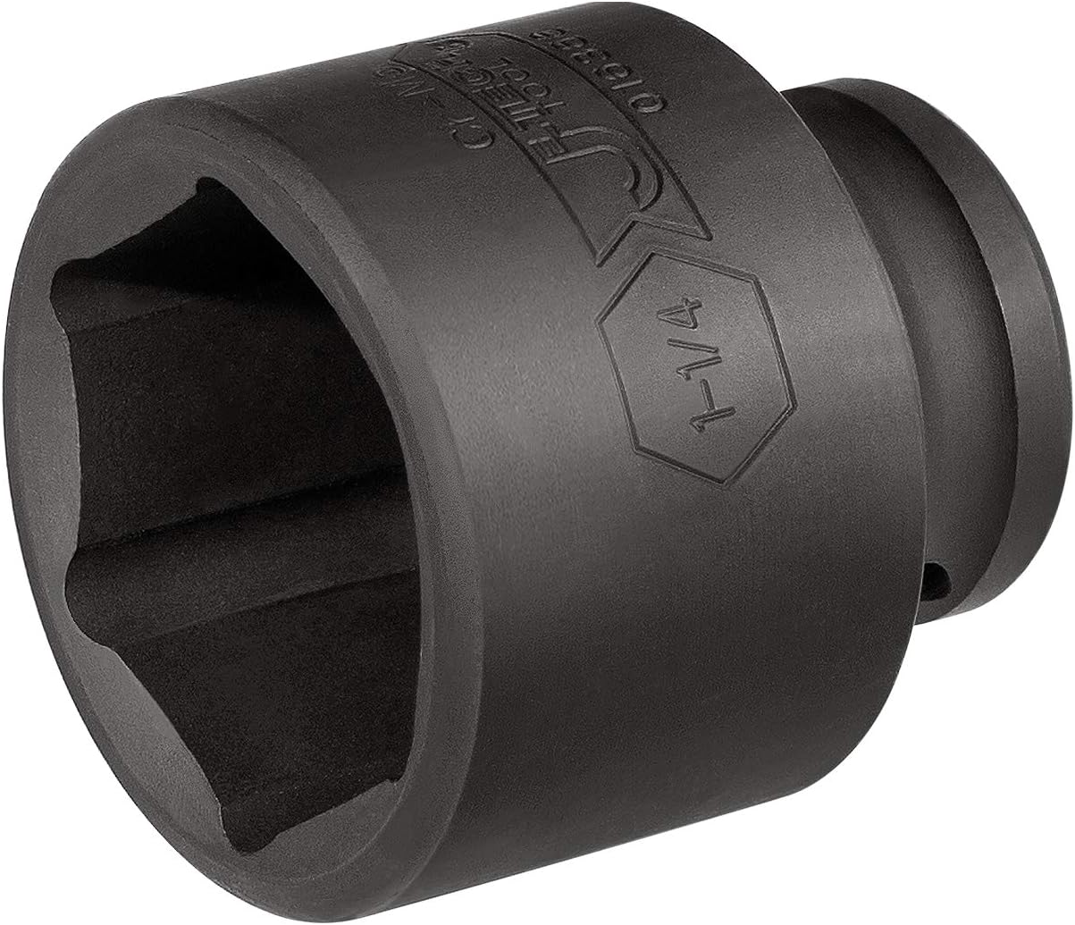 Jetech 1/2 Inch Drive 1-1/4 Inch Standard Impact Socket, Made with Chrome Molybdenum Alloy Steel, Heat Treated, 6-Point Design, SAE