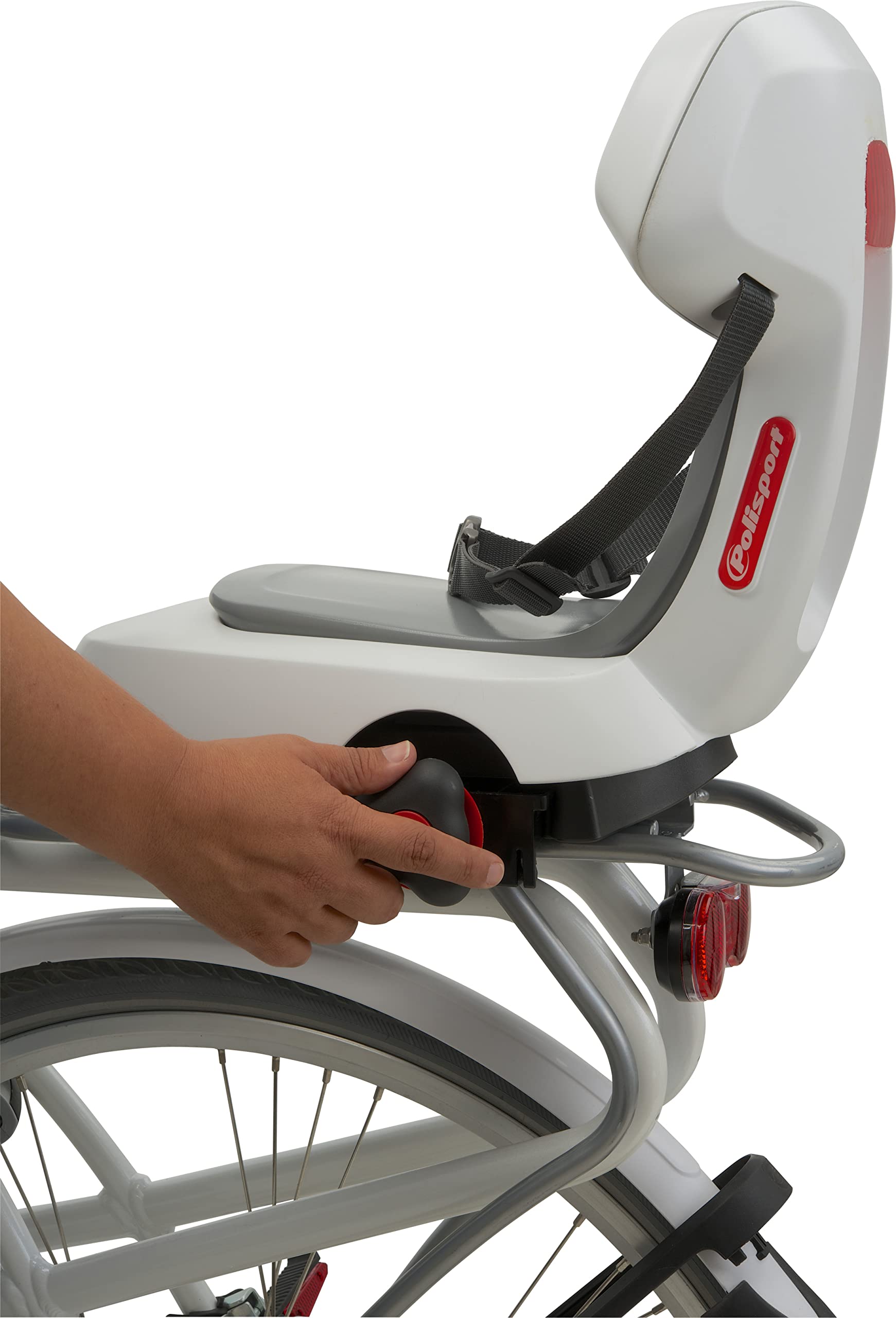 Polisport Guppy Junior tylny fotelik rowerowy dla dzieci do 35 kg – bezpieczny, wygodny, doskonały – bagażnik