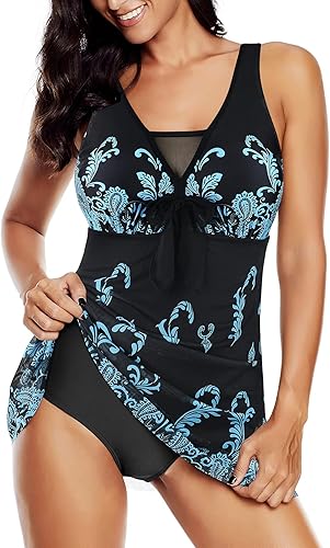 American Trends - Traje de baño para mujer, traje de baño de una pieza estilo vestido de malla, control de abdomen, atlético.