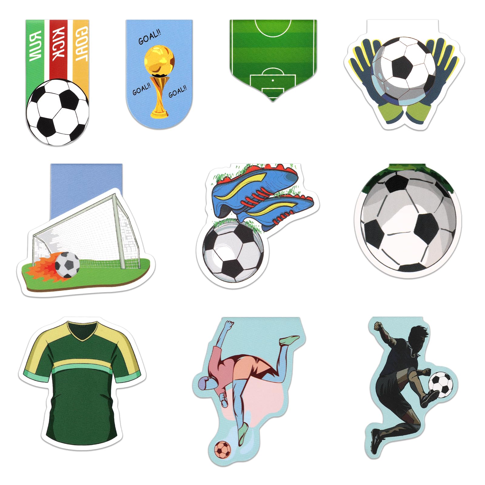 JSRQT 10 Piezas Marcapáginas Magnético de Fútbol,Football Magnetic Bookmark, Marcapáginas Clip de Página, Marcadores de Libros de Lectura para Amantes del Estudiantes Profesores