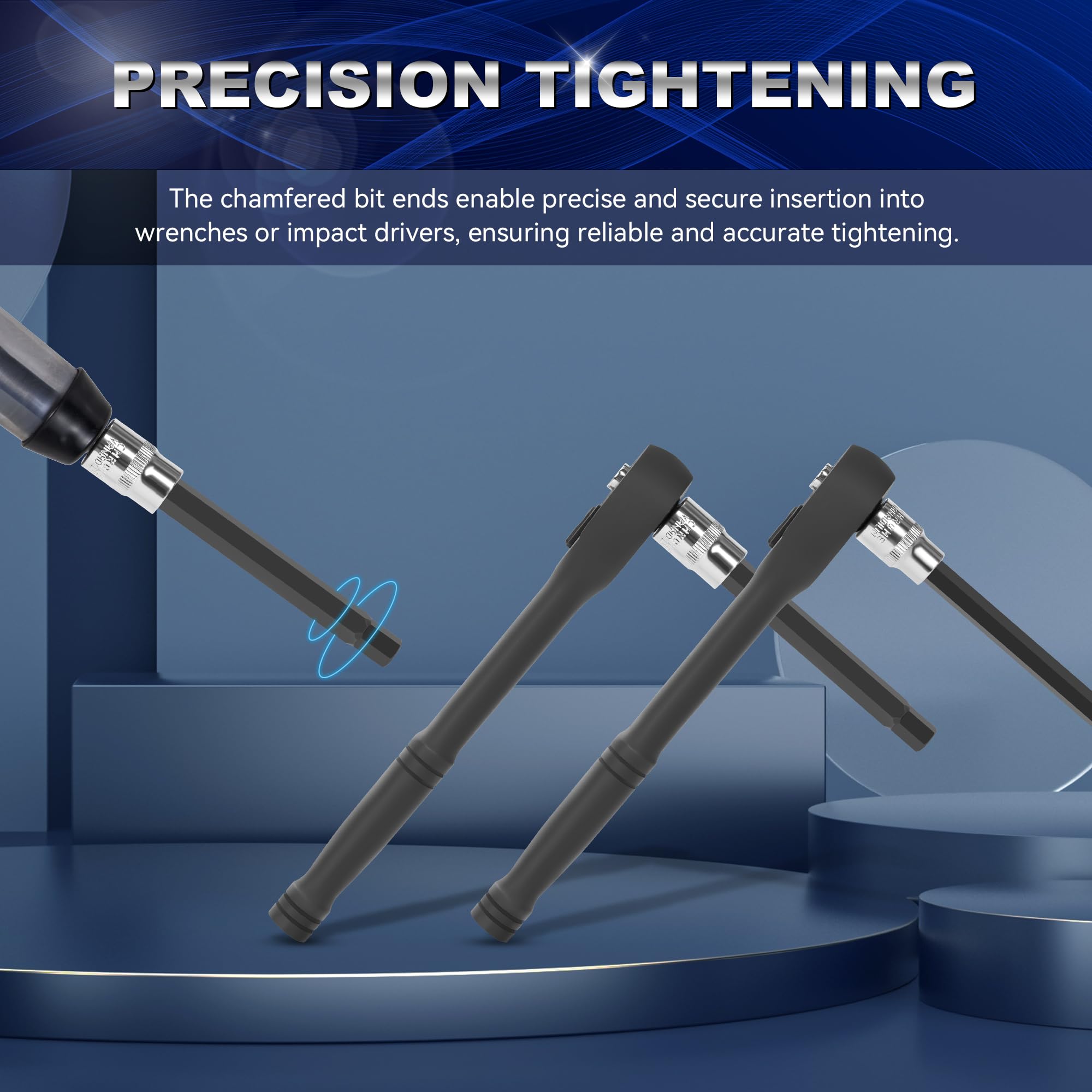 Reniteco 19-Piece 3/8 Inch Drive Extra Long Allen Hex Bit