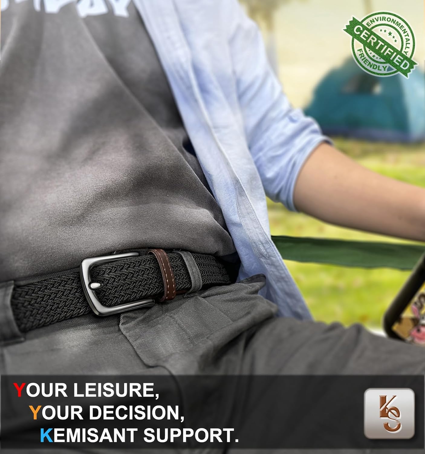 KEMISANT Men Belt-Stretch Woven Braided Belt For Gift Men Golf Casual Jeans Dresses with Nylon Canvas 1 3/8" - Image 8