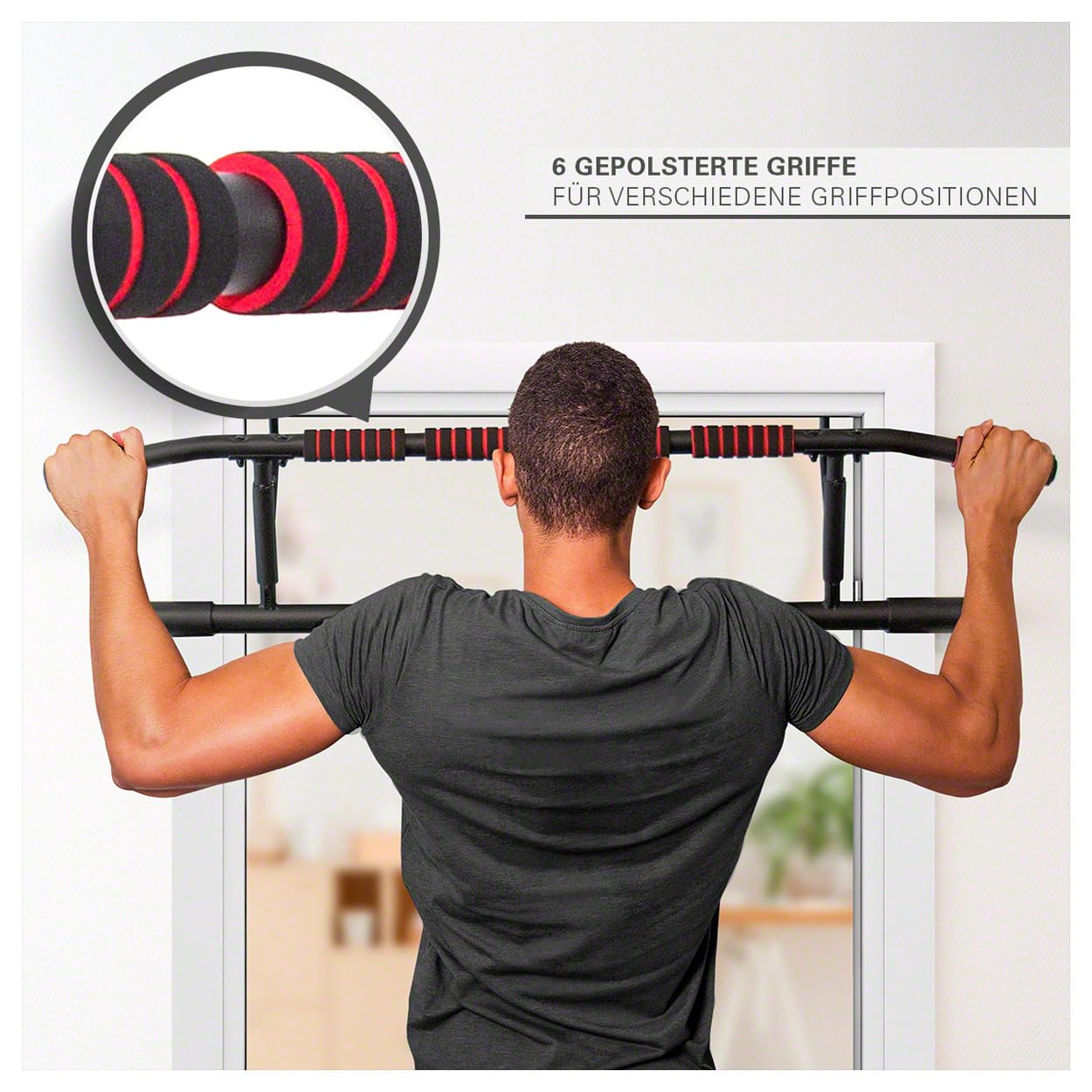 FitPro klappbare Türreck Klimmzugstange 117x28 cm - Inklusive Power Ropes & Karabiner