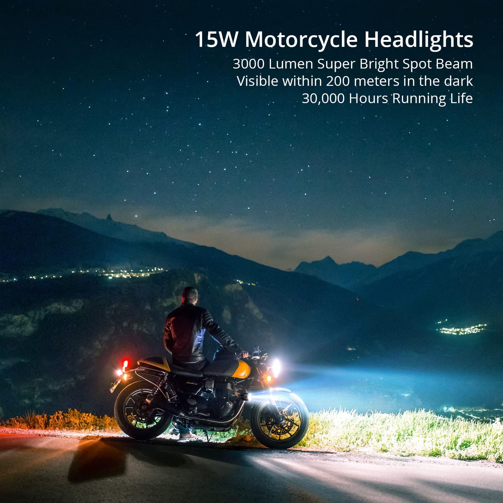 PROZOR Reflektor motocyklowy LED 2 sztuki U5 15W reflektor motocyklowy światło przeciwmgielne motocykl regulacja 360 °, wodoodporny reflektor IP65 do pojazdów 12/24V