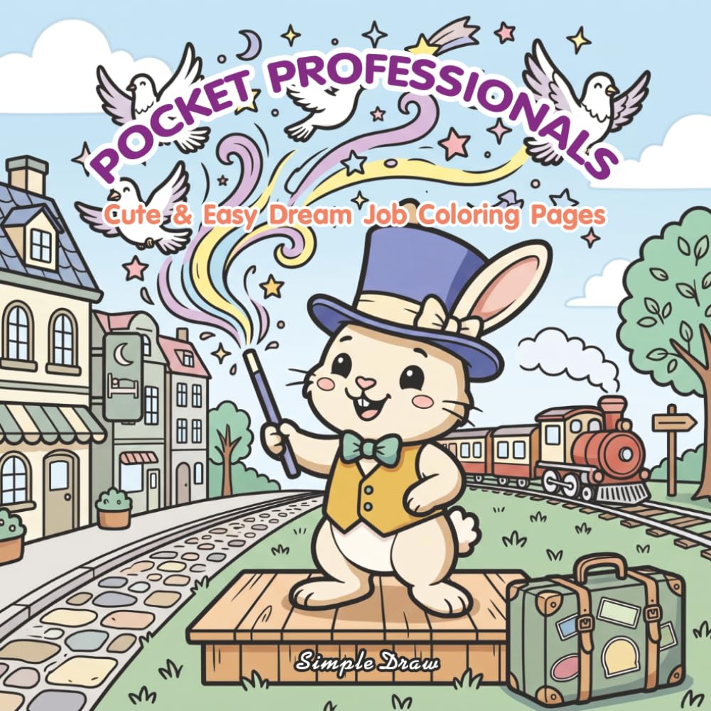 Pocket Professionals: Cute & Easy Dream Job Coloring Pages: Bold and Simple Kawaii Animals at Work for Kids and Adults