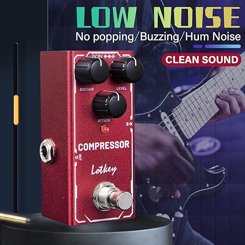 Miniatura 4 de Pedal de efectos de guitarra eléctrica del compresor, Lotkey Mini tipo DC 9V True Bypass