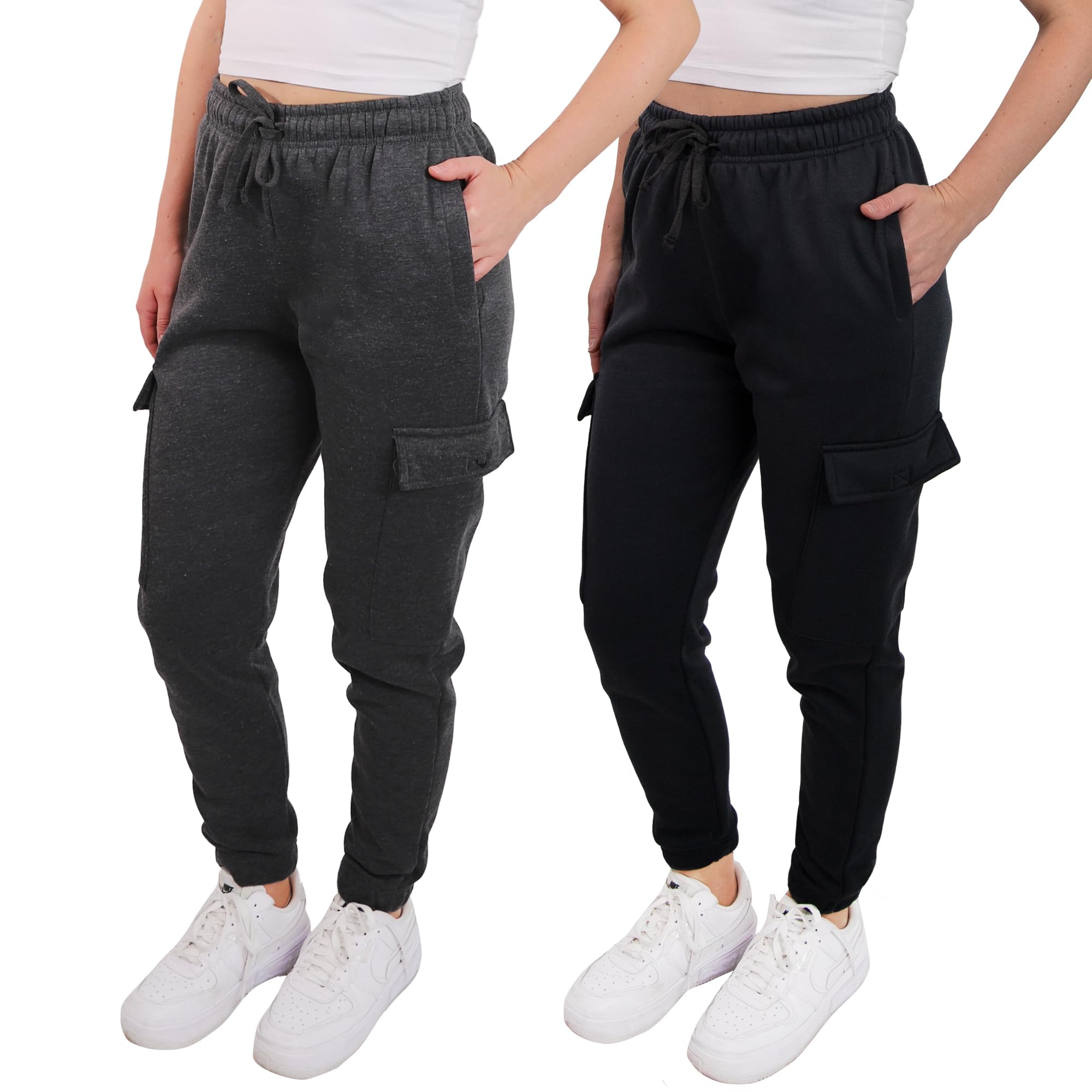 SPXTREME [2 Pack] Cargo Jogger Pants for Women Casual Lounge Sweatpants Ultimate Comfort and Super Soft Feel