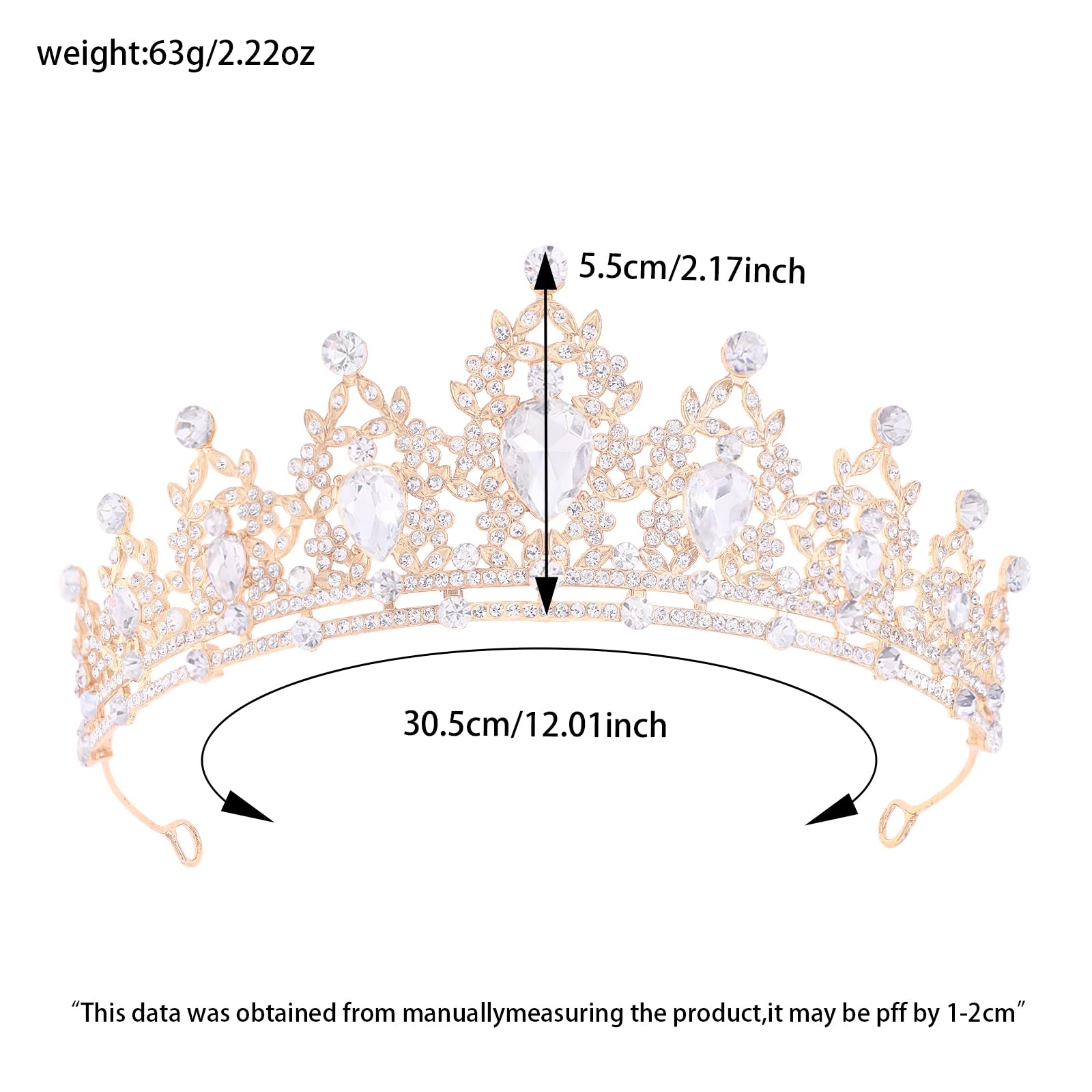 Princess Tiara and Crown for Women Wedding Tiaras for Bridal girls Tiaras and Crystal Crowns Rhinestone Headband Metal Hair Accessories for Costume Birthday Party Prom Gifts