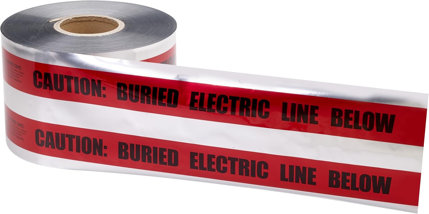 Mutual Industries "17774 Polyethylene Underground Electric Line Detectable Marking Tape, 1000' Length x 6"" Width, Red", one Size (17774-79-6000)