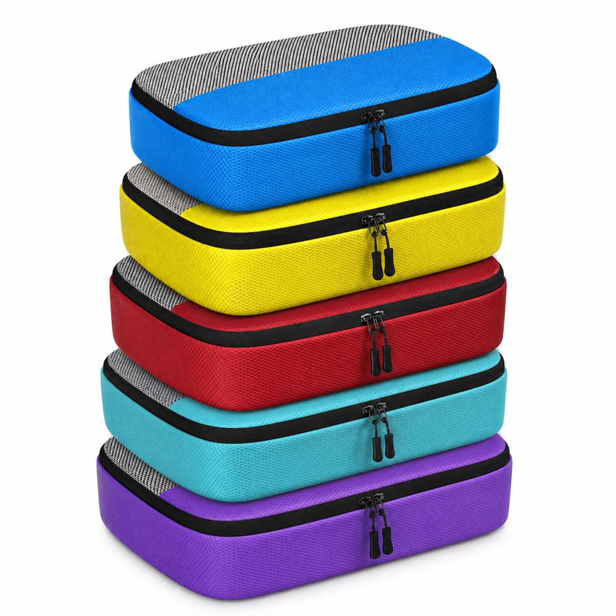 5 Stk. Packing Cubes für Reisen, 12,2 x 10,2 x 3,9 Zoll Reise Gepäck Organizer Taschen mit Mesh Fenster, leichte Koffer Aufbewahrungstaschen mit Griff für Kleidung, Pflegeartikel, Zubehör
