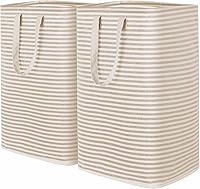 Lifewit 2-Pack 80L Collapsible Laundry Hampers, Freestanding Waterproof Baskets with Reinforced Handles, Beige for Laundry Room, Bedroom, Dorm
