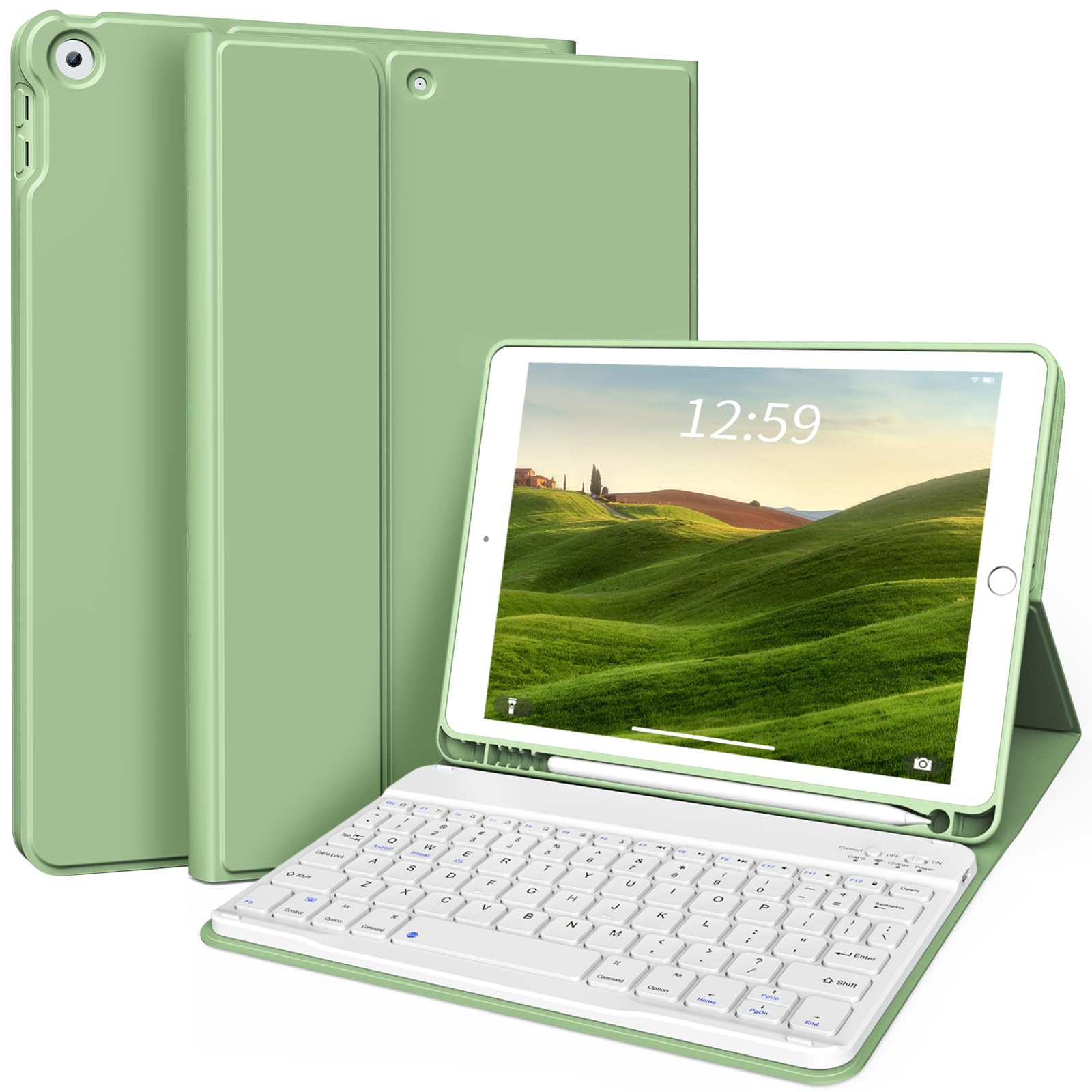 KENKE Case with Keyboard for iPad 9th/8th/7th Generation 10.2 inch 2021/2020/2026 Detachable Wireless Bluetooth Keyboard Cover Thin & Light with Left