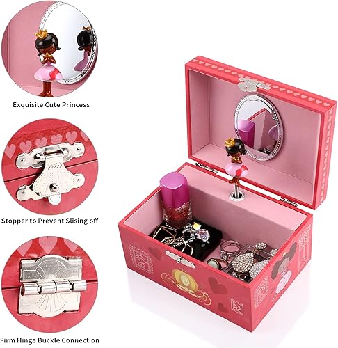 Miniatura 2 de FALUOS Joyero musical con bonita caja de música de princesa giratoria estuche de almacenamiento de joyas el mejor regalo de juguetes para niñas