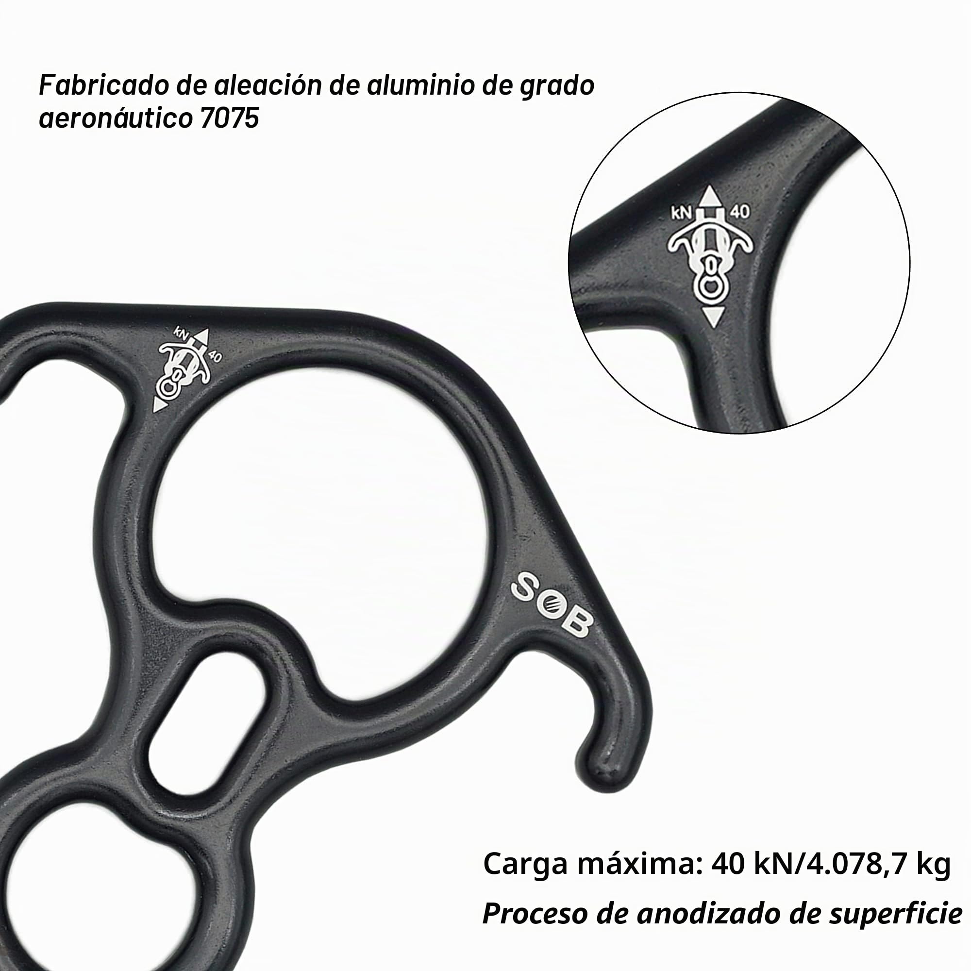 SOB Descensor de Escalada Figura 8 Anillo Cuerda Aleación de Aluminio de magnesio Belay Dispositivo para Montañismo en Roca al Aire Libre Rescate Trabajo Aéreo