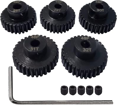 معدن فولاذ 48P ترس ترس 28T 29T 30T 31T 32T 3.175mm تروس محرك رمح مع مفتاح سداسي ل 1/10 RC فرشاة بدون فرشاة RC جزء ترقية   