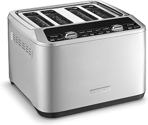 Cuisinart 4-Slice Lever less Motorized Toaster, 7-shade settings, 4 MemorySet feature, Silver (CPT-540C)