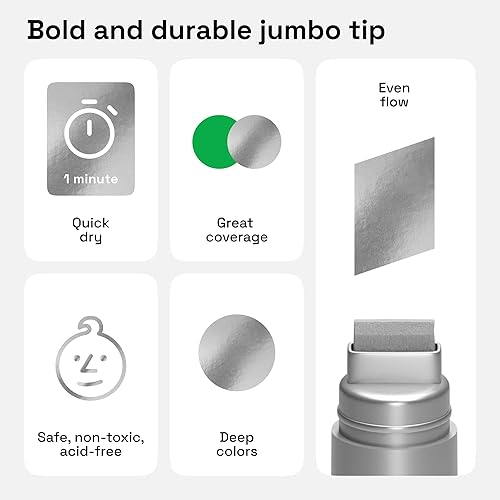 Miniatura 103 de ARTISTRO - 2 plumones de pintura acrílica blanca, punta media de 3 mm, perfectos para manualidades, proyectos de arte y más Blanco