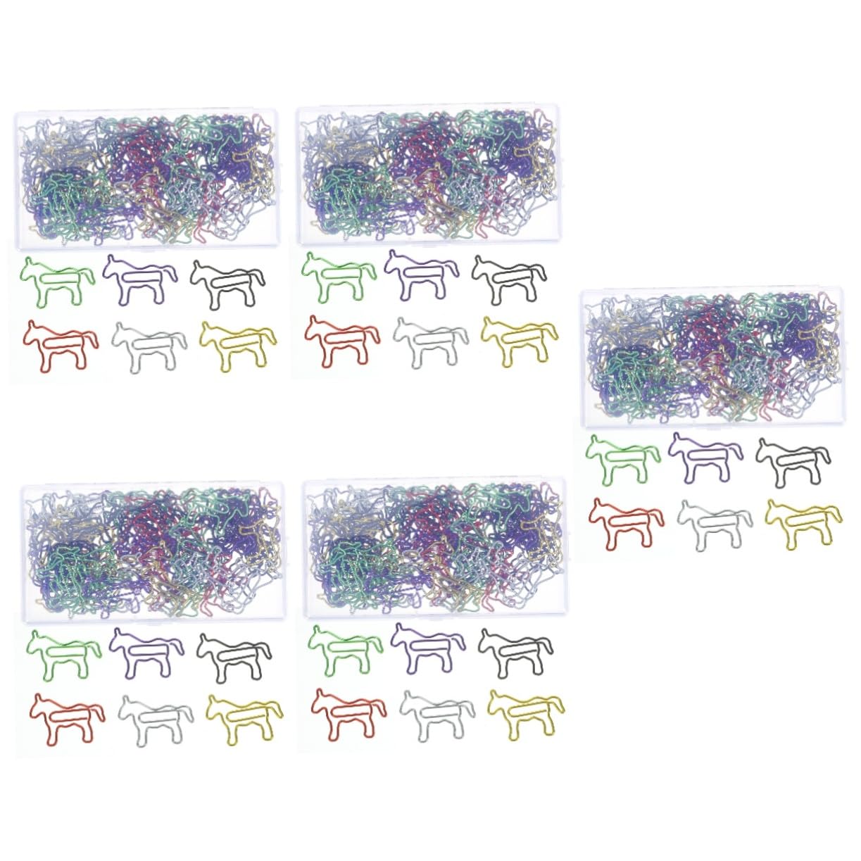 5 Ensembles Trombones Décoratifs Forme De Poney Clips Colorés Et Adorables Pour Documents École Et Loisirs 80 Pièces * 5