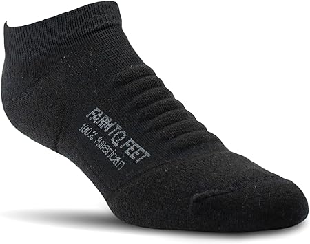 Farm to Feet Unisex Fayetteville Lightweight Light Targeted Cushion Low Cut Socks, Black, Large