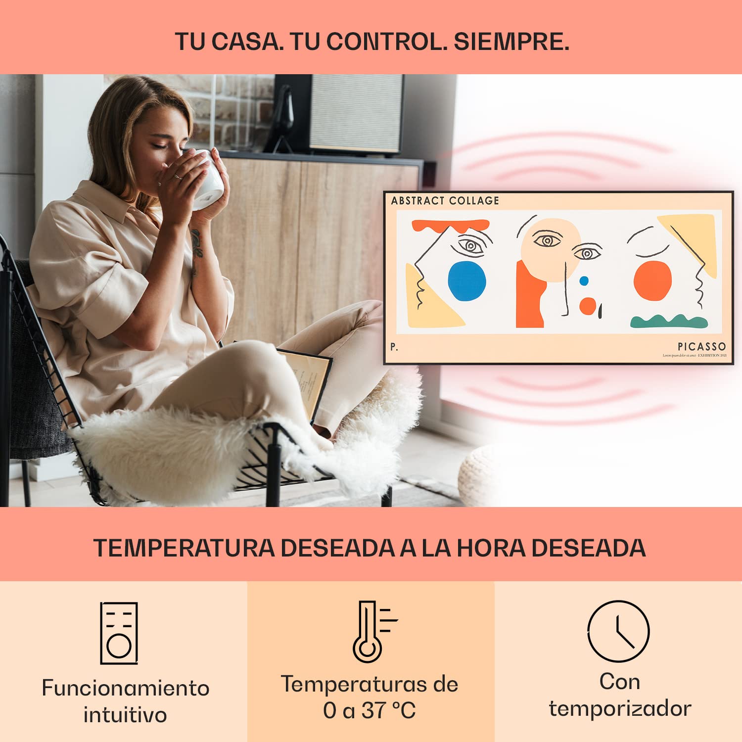 KLARSTEIN Radiador Electrico Bajo Consumo Infrarrojos, Estufa Pared 700W, App y WiFi, Detección Ventana Abierta, Temporizador, IP24, Emisor Termico, Radiadores Bajo Consumo Electricos sin CO2