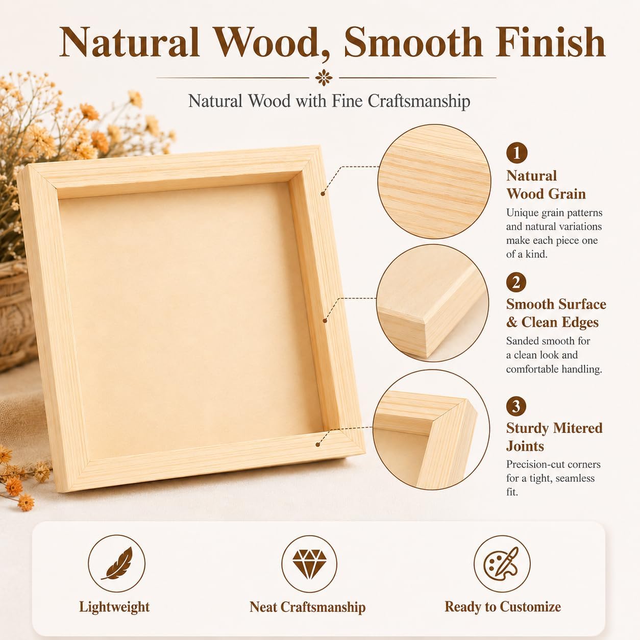 16 Pcs Wood Canvas, 5.9 x 5.9 in Wood Panels, Natural Wood Panels for Painting, Crafts, Wall Decor and Gift Projects image 3