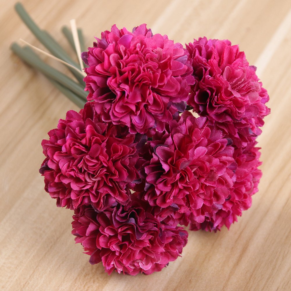 ToifucosToifucos 2 Bunch/12 pcs Artificial Chrysanthemum Artificial Flower Silk Flower Fake Plant for Wedding Office Living Room Decorations, Wine red