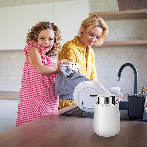 Miniatura 5 de Dispensador de jabón de cerámica con bomba fácil de prensar, dispensador de líquido de loción de manos para champú, baño, cocina, 12 onzas