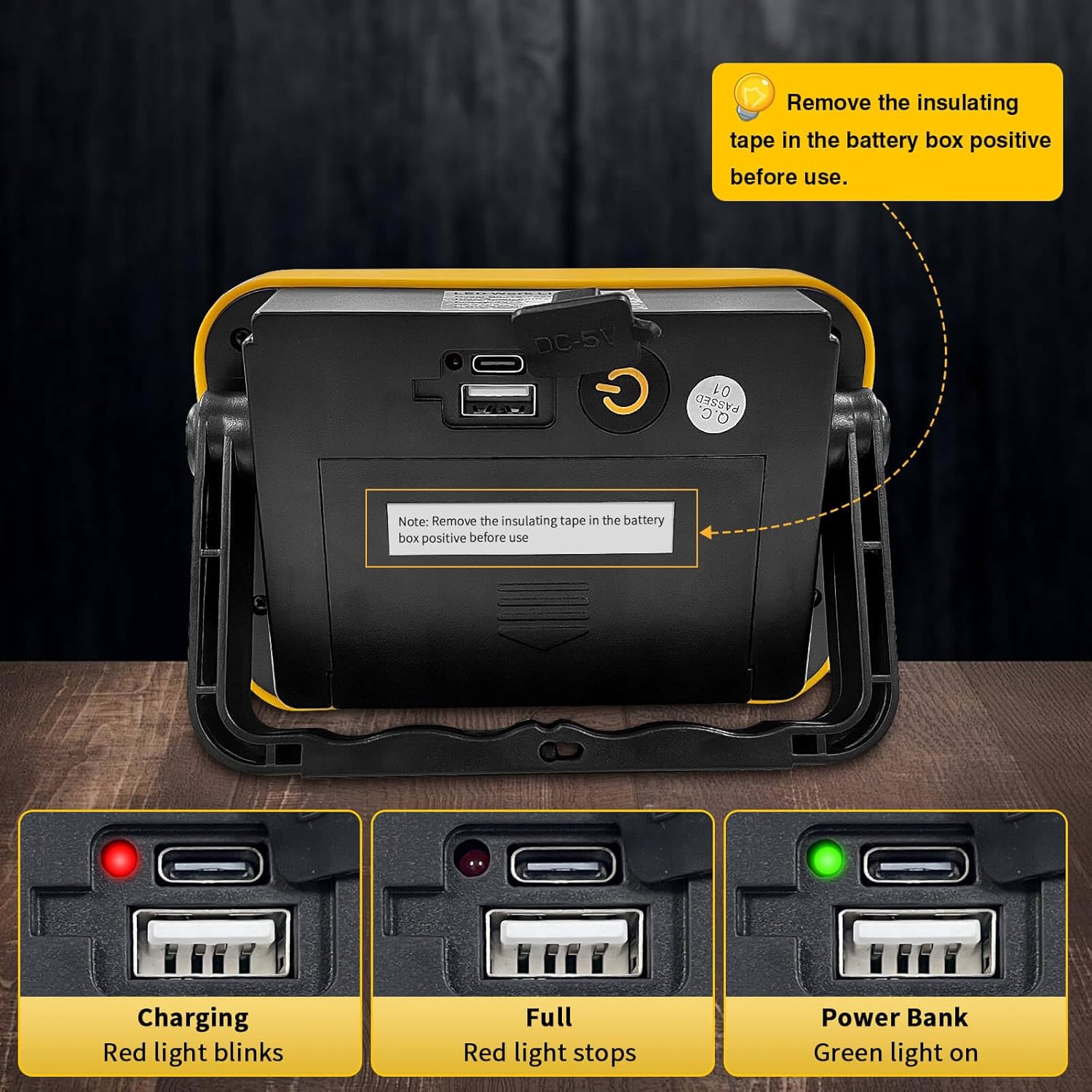 AUMIO Rechargeable Work Light with Tripod Hole, 2-Pack LED Battery Work Lightings, 40W Waterproof Portable Flood Light Cordless Job Site Lighting 180° Rotate for Garage Camping Car Repairing