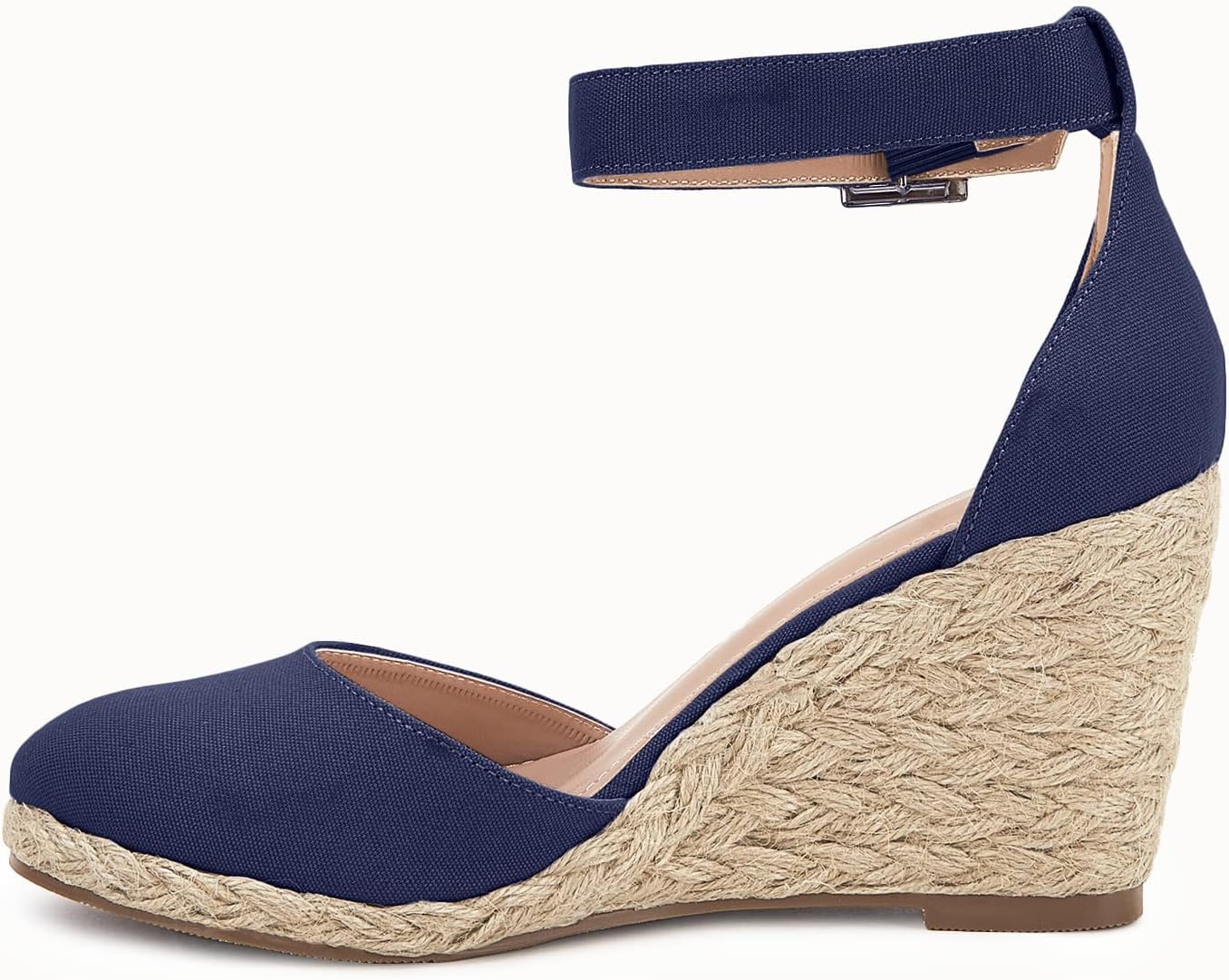 Womens Closed Toe Espadrilles Wedges Shoes Platform Heel Ankle Strap Buckle Dress Sandals - Image 6