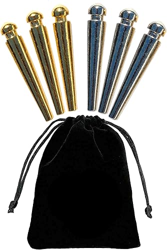 WE Games Juego de 6 clavijas para cuna de fácil agarre con un diseño cónico y bolsa de terciopelo, juego de 6 (3 doradas y 3 plateadas)