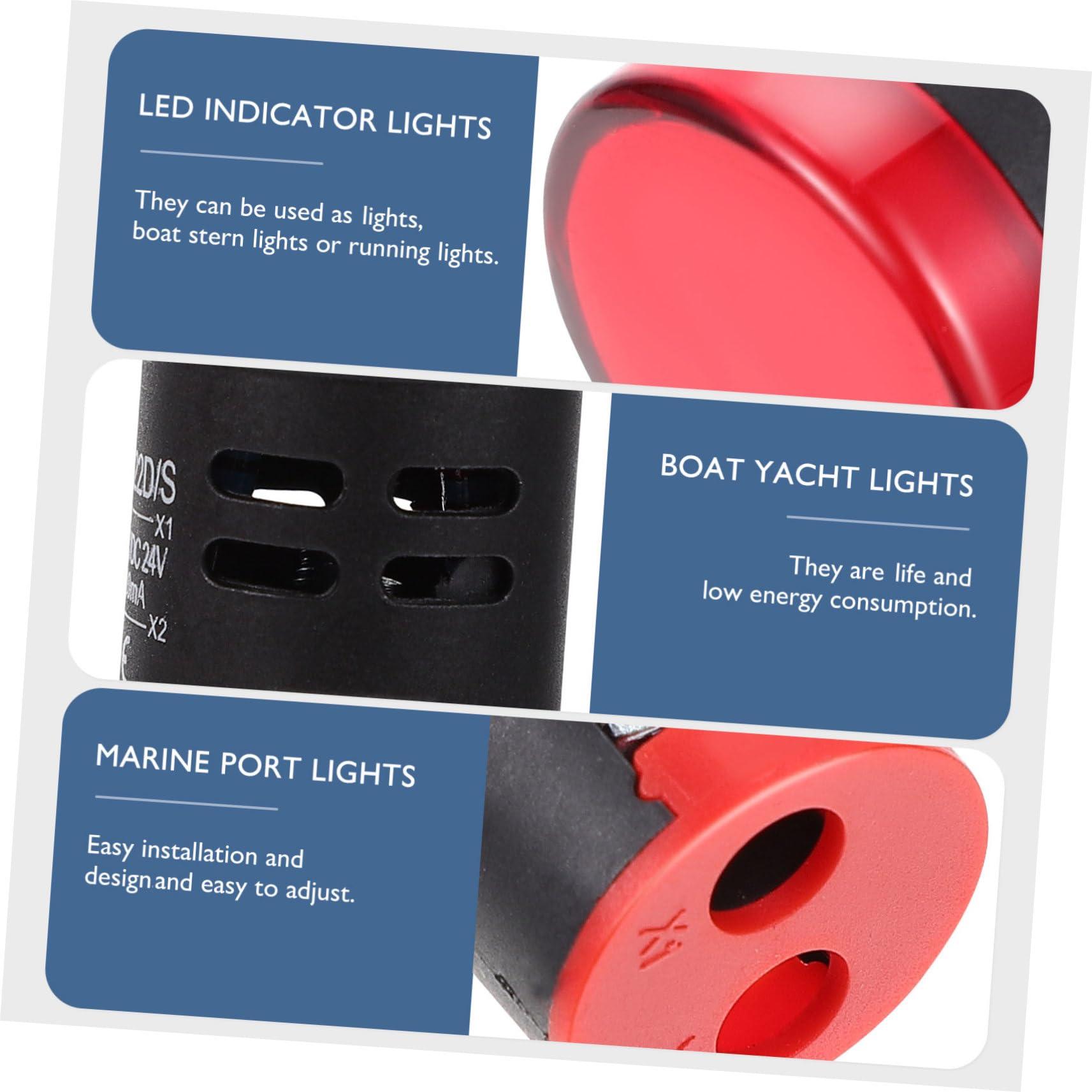 MAGICLULU 10 Pcs 1 Set LED Navigation Lamps for Boats Signal Lights with High Visibility Easy Installation for and Deck Boats