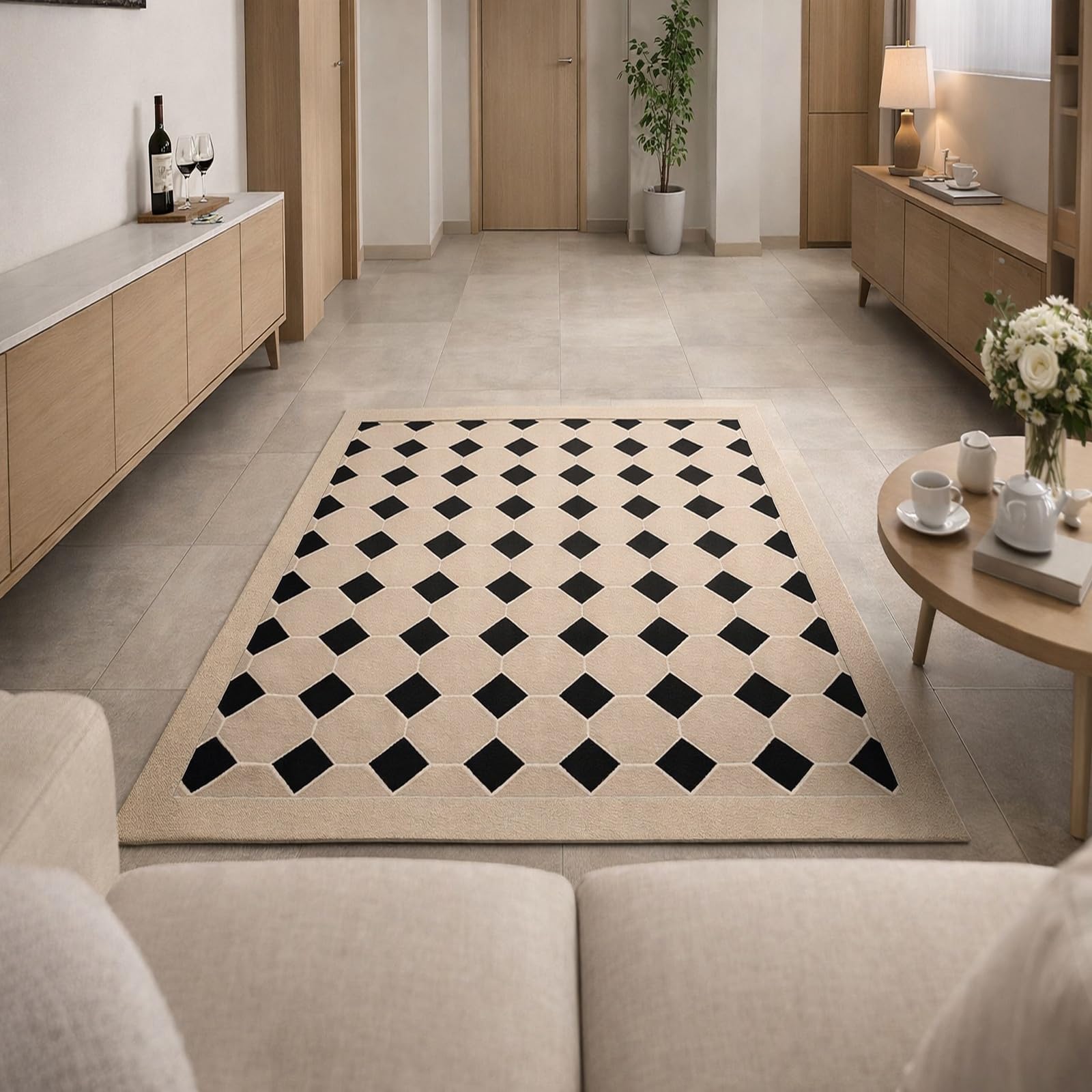 Tapis de salon lavable et facile d'entretien pour éliminer les taches