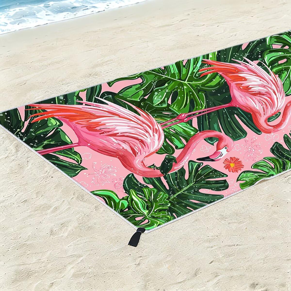 Telo Mare Microfibra, Telo Mare Grande 90x200cm 2 Pezzi, Asciugamano Palestra Donna Asciugatura Rapida, Antisabbia Asciugamano Microfibra, Leggero Asciugamani Palestra per Regalo (Fenicotteri) -4174