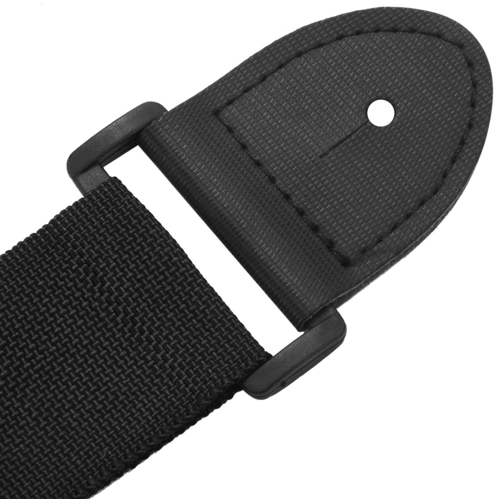 Sangle De Guitare Noire En Nylon Huudngeje - Ajustable Pour Guitare Acoustique Et Ukulélé, Avec Porte-mediators