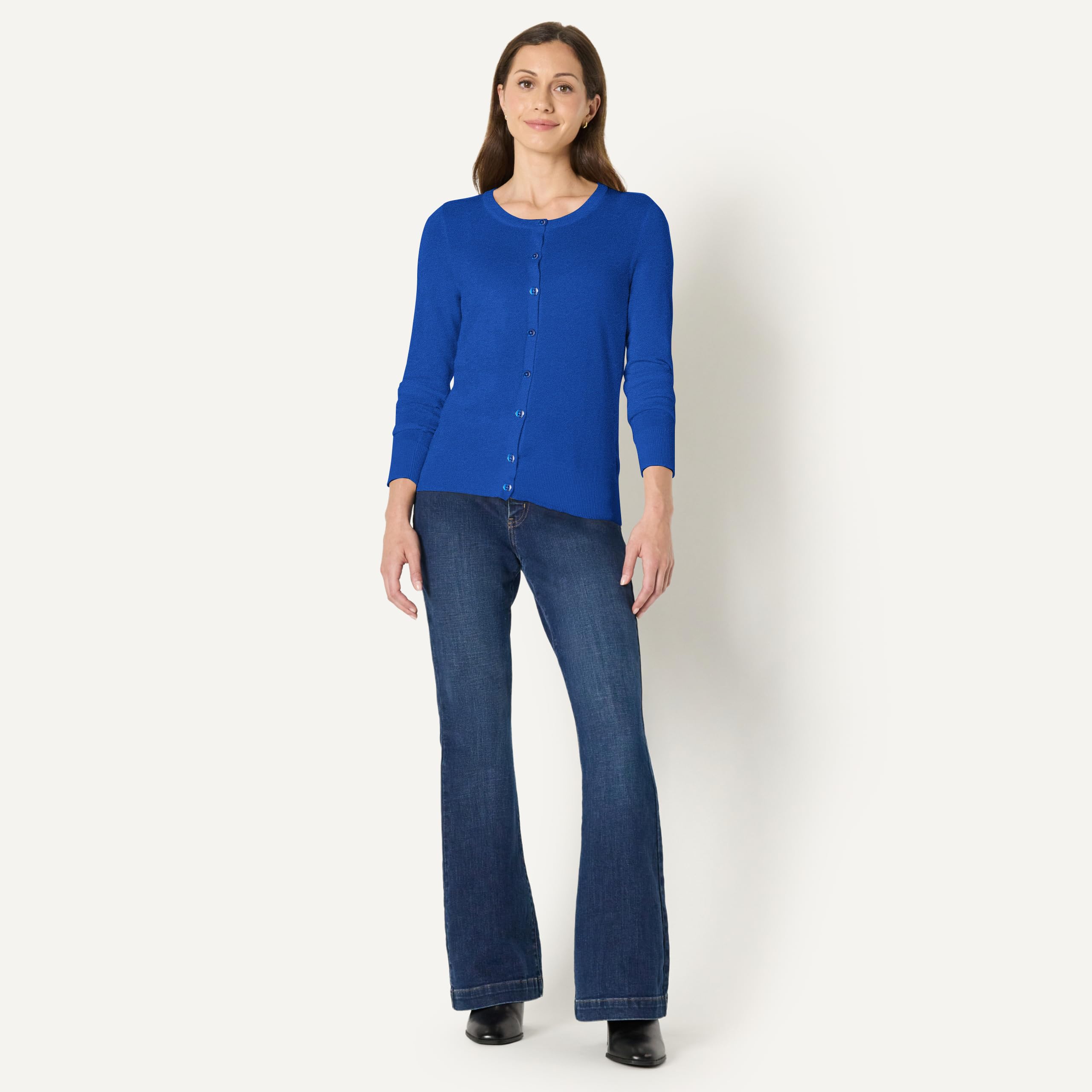 Amazon Essentials Mujer Jersey Cárdigan de Cuello a La Caja Ligero (Disponible en Tallas Grandes)