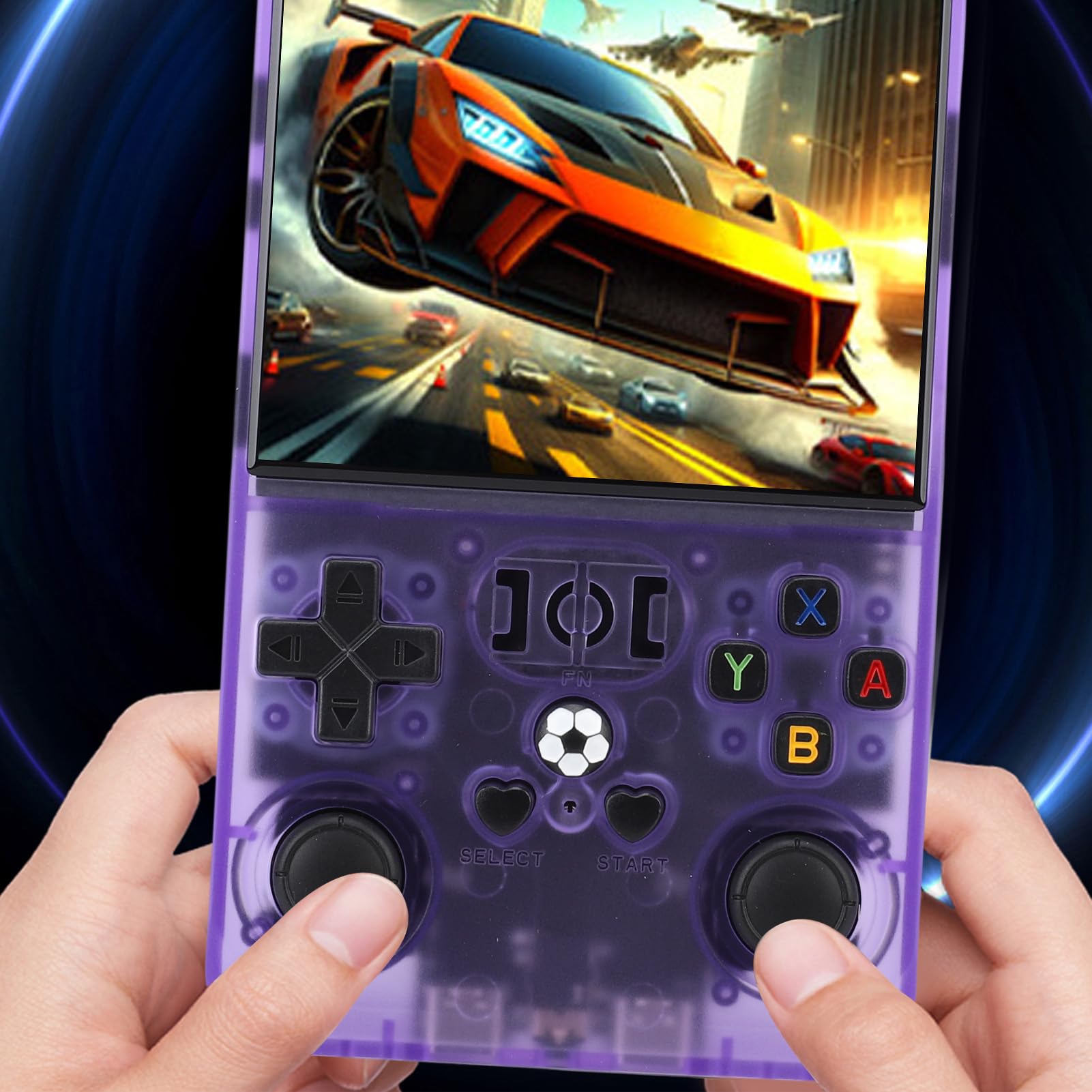 Console di Gioco Portatile, Schermo HD da 4 Pollici Console di Gioco retrò con Chip RK3326, di Portatile con Oltre 60 Emulatori Supporta Scheda di Memoria per Giochi retrò Portatili (viola